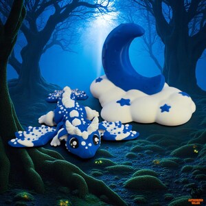 Bianca Dragon and Moon | 3D Printed Articulated Dragon | Fidget Dragon