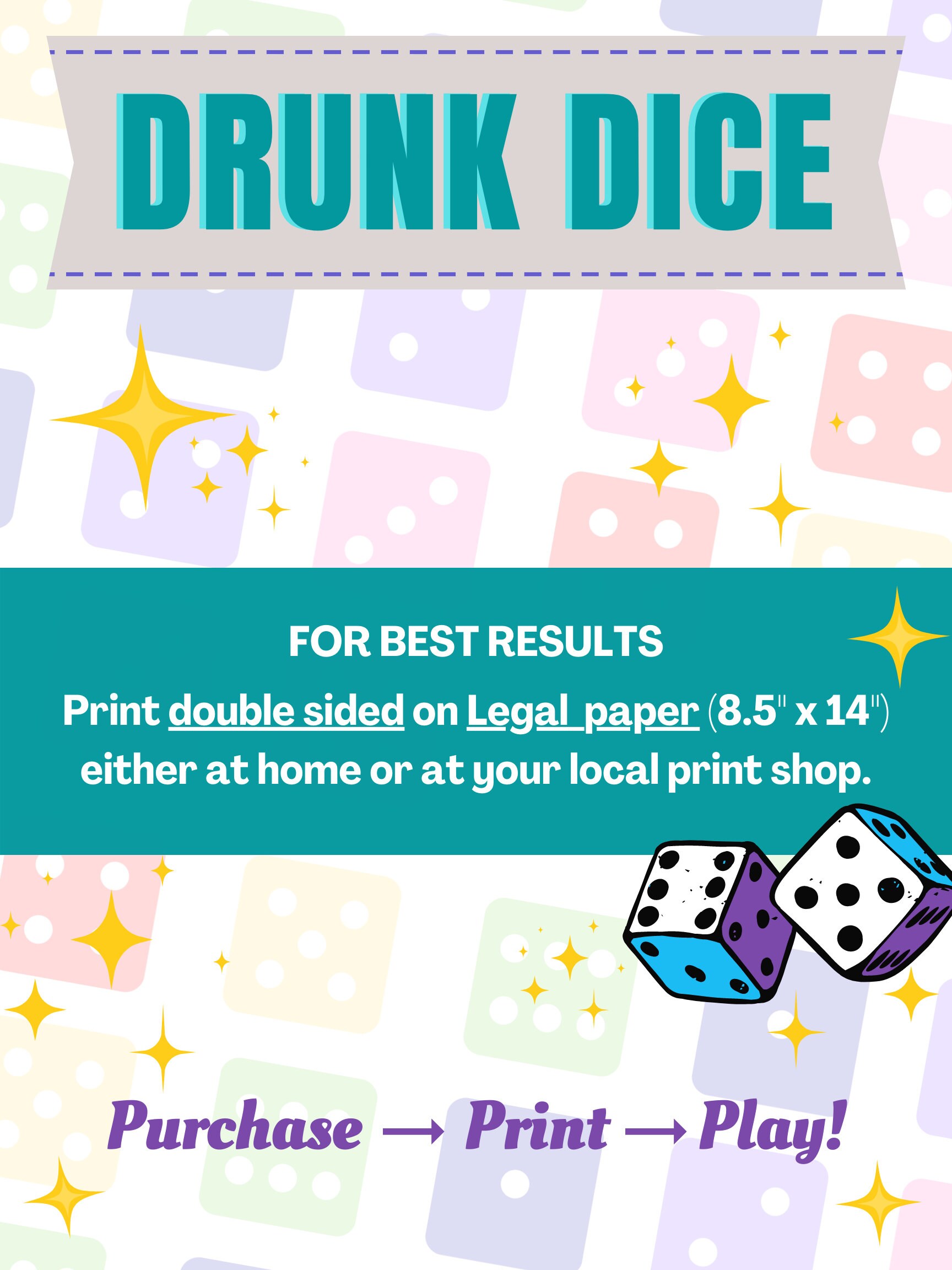 Drunk Dice Drinking Games Party Game Fun Drinking Game Etsy