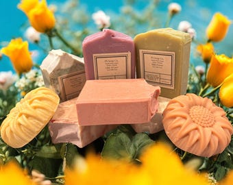 Saponette naturali artigianali per il corpo e il bagno.