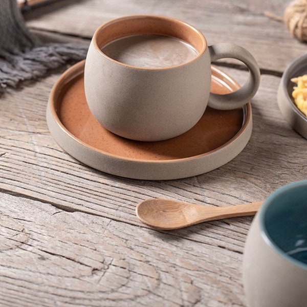 Ceramic Stoneware mug and saucer set 300ml