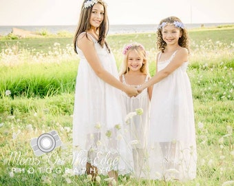 Flower girl dress, Bohemian Flower Girl Dress, rustic flower girl dress, ivory lace flower girl dress, toddler dress, boho lace girls dress