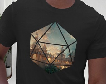 Dice Art - Minas Tirith | 5e Adventure T Shirt | Massive D20 DnD Accessories | Dungeons Dragon Gift | Pathfinder | High Fantasy | Lotr Shirt