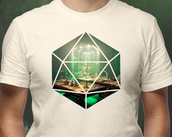 Dice Art - Mad Scientist | 5e Adventure T Shirt | Massive D20 DnD Accessories | Dungeons Dragon Gift | Doctor Frankenstein | Reanimator