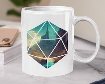 D20 Art - Jungle Mountain of the Fey | 5e Adventure D20 Mug | DnD Mug | Dungeons Dragon Gift | Feywild | Graphic Mug