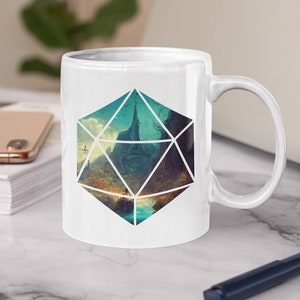 D20 Art - Jungle Mountain of the Fey | 5e Adventure D20 Mug | DnD Mug | Dungeons Dragon Gift | Feywild | Graphic Mug