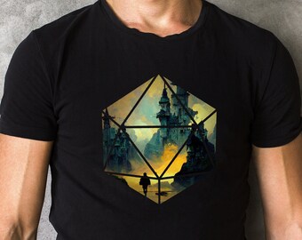 Dice Art - Industrial District Castle | DND 5e Adventure T Shirt | Massive D20 Accessories | Dungeons Dragon Gift | High Fantasy Landscapes