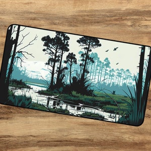 Swampy Marsh Mousepad | DnD Desk Mat | D&D gifts | TTRPG Accessories | MTG Playmat | Nerdy Rpg Gifts | Vector Ai Art | Geeky Office Decor