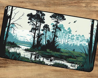 Swampy Marsh Mousepad | DnD Desk Mat | D&D gifts | TTRPG Accessories | MTG Playmat | Nerdy Rpg Gifts | Vector Ai Art | Geeky Office Decor