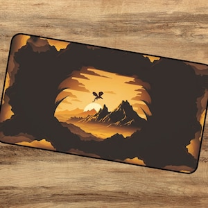 Lonely Mountain Mouse Pad - Orange | DnD Mousepad | DnD desk mat | DnD gifts | TTRPG Accessories | Nerdy Gifts | MTG Playmat | RPG Gift | ai