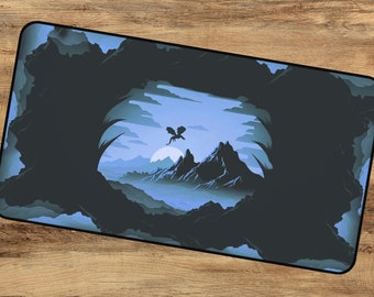 Lonely Mountain Mouse Pad - Blue | DnD Mousepad | DnD desk mat | DnD gifts | TTRPG Accessories | Nerdy Gifts | MTG Playmat | RPG Gifts | ai
