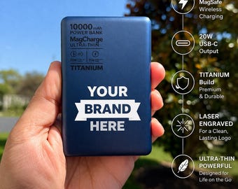 Personalized Portable Charger, Custom Powerbank, Company Employee Gift Charger, Corporate Bulk Order Mobile Charger, Company Holiday Gift