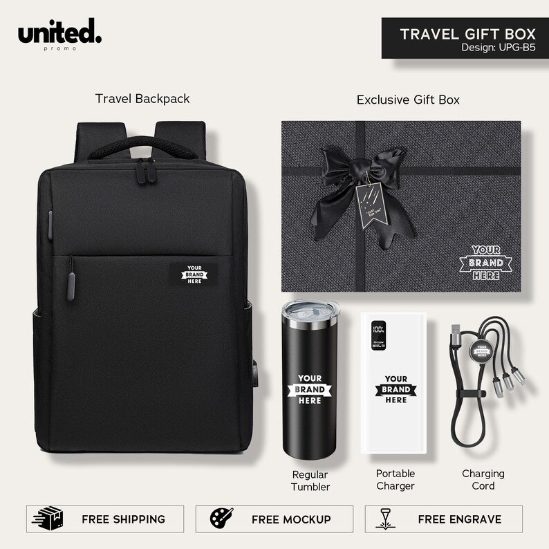 Customized Corporate Logo Backpack Gift Set, Personalized Company Logo