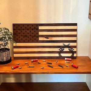 Hardwood American Flag Sign | Customizable Wood and Edge Options