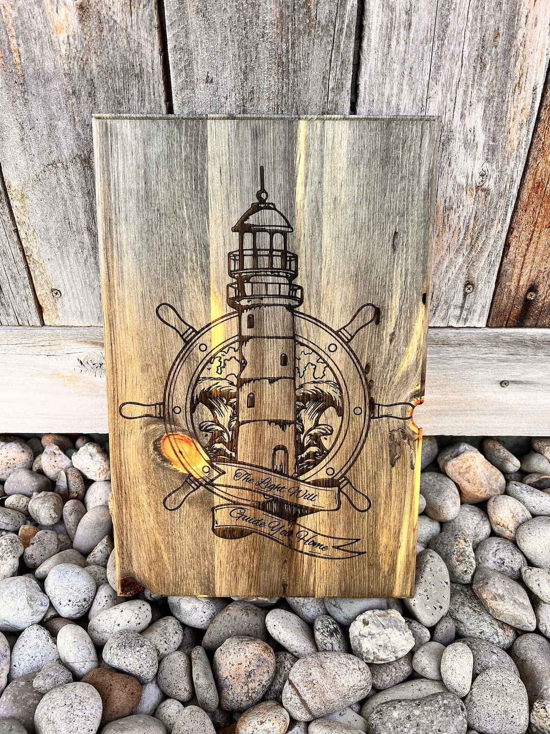 Lighthouse Wooden Sign | Customizable Wood and Edge Options - Etsy