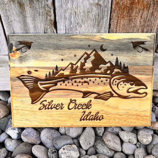 Rainbow Trout Wooden Sign | Customizable Wood and Edge Options