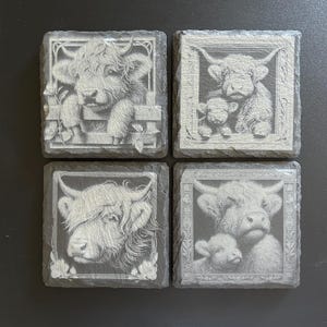 Highland Cows Coasters (4 pack) | Customizable