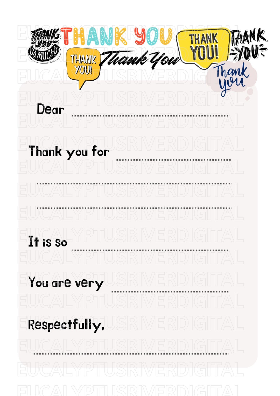 Thank You Letter Template Children Thank You Kid Thank You Etsy Thank You Letter Template Children Thank You Kid Thank You Etsy