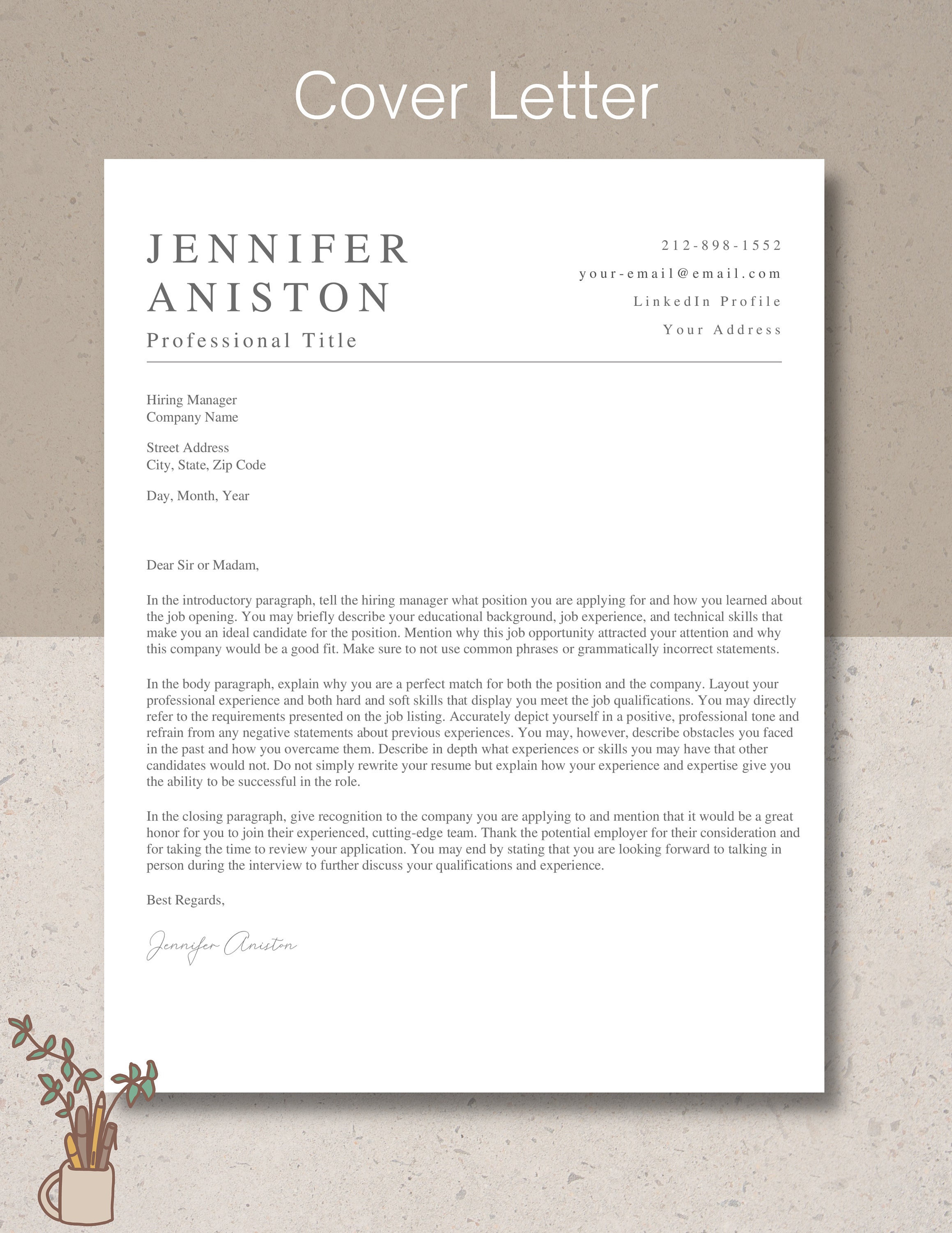 Professional Standard Resume, CV, Cover Letter and Reference Templates ...