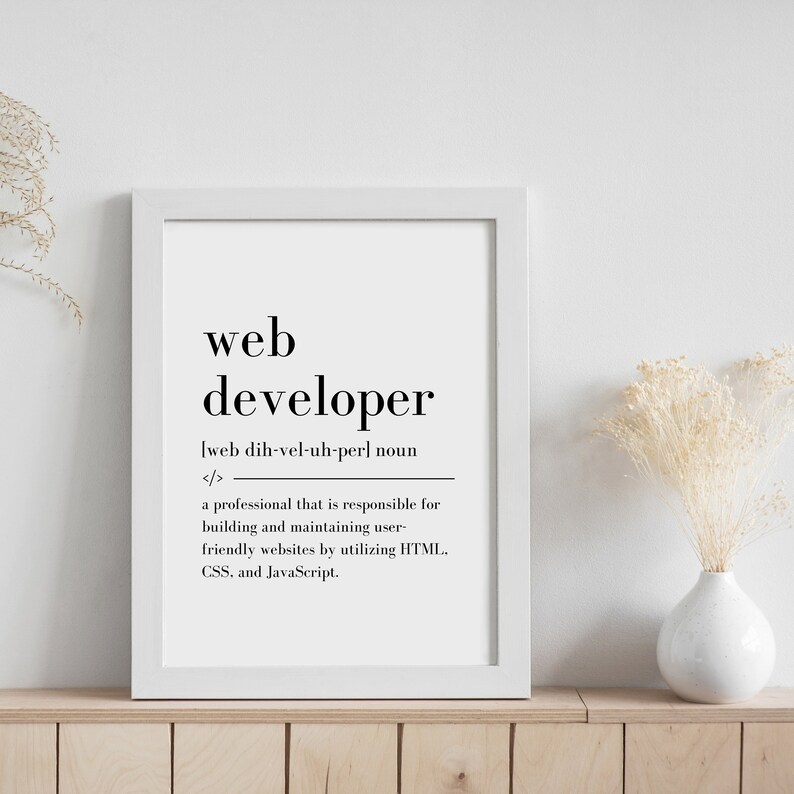 Digital  Developer Definition Print Wall Art Modern Poster