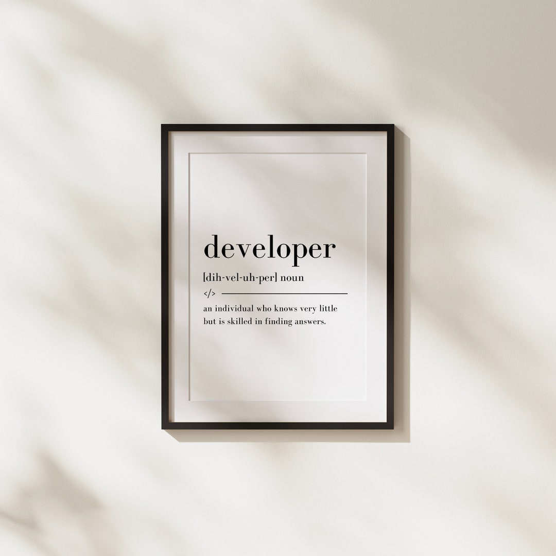 Digital Developer Definition Print Wall Art Poster Downloadable ...