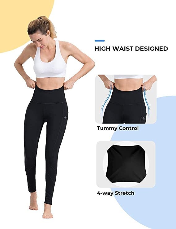 Buy High Waisted Tummy Control Leggings-yoga-pants With Pockets