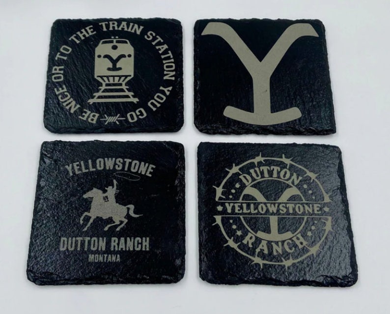 Yellowstone Coaster Set Laser Engraved Set of 4 Etsy