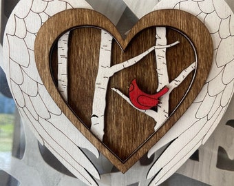 Cardenal de Adorno de Navidad Conmemorativo // Adorno de Navidad Cardenal // Regalo de Navidad // Madera en capas // Ser querido que ha fallecido //