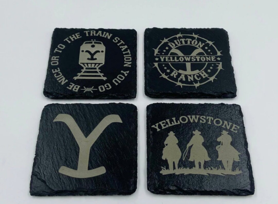 Yellowstone Coaster Set Laser Engraved Set of 4 Etsy