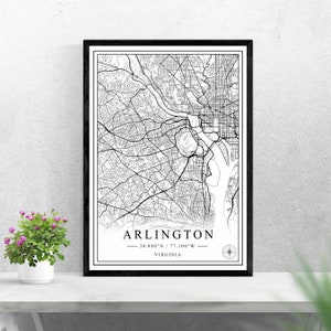 Arlington city map digital download black and white print design of United States poster wall art decor printable personalized gifts