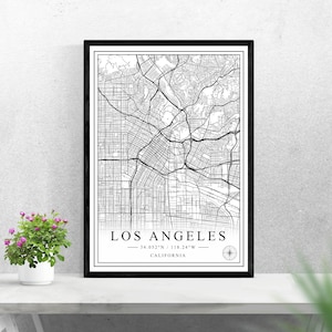 Los Angeles city map digital download black and white print design of United States poster wall art decor printable personalized gifts
