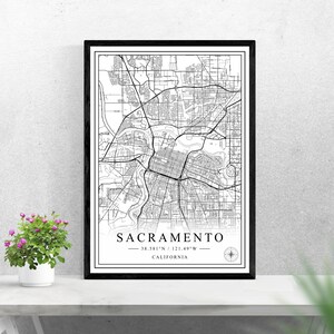 Sacramento city map digital download black and white print design of United States poster wall art decor printable personalized gifts