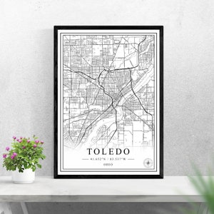 Toledo city map digital download black and white print design of United States poster wall art decor printable personalized gifts