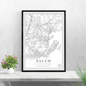 Salem city map digital download black and white print design of United States poster wall art decor printable personalized gifts