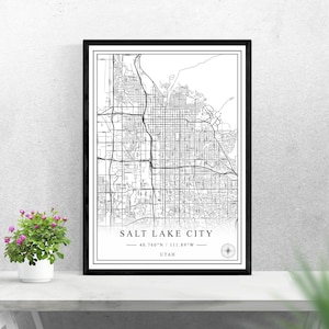 Salt Lake City city map digital download black and white print design of United States poster wall art decor printable personalized gifts