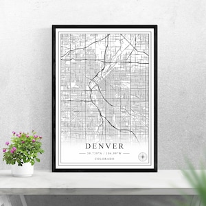 Denver city map digital download black and white print design of United States poster wall art decor printable personalized gifts