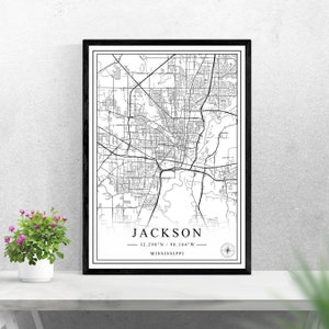 Jackson city map digital download black and white print design of United States poster wall art decor printable personalized gifts