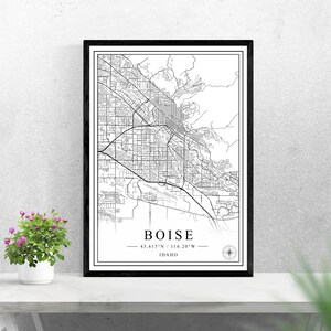 Boise city map digital download black and white print design of United States poster wall art decor printable personalized gifts