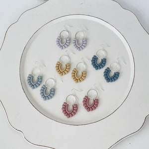 Bridget Dangle Polymer Clay Earrings Neutral Clay Jewelry Dangle Earrings Colorful Everyday Earrings Clay Earrings Handmade Earrings