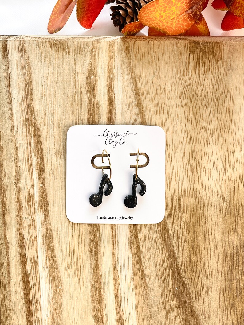 Musical Note Hoop Music Note Hoop Polymer Clay Earrings Back to School Earrings Music ...