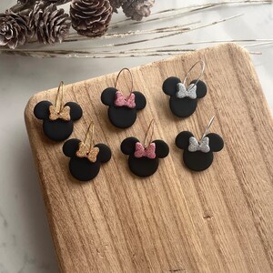 Mouse Glitter Hoops Polymer Clay Earrings NYE Earrings Glittery Earrings Clay Dangles Handmade Earrings Hoop Earrings Glittery
