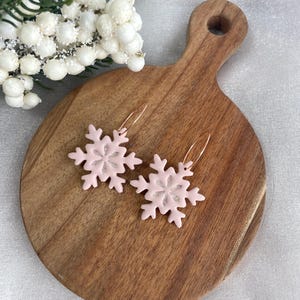 Glitter Snowflake Hoops Polymer Clay Earrings Holiday Earrings Christmas Earrings Clay Dangles Handmade Earrings Snowflake Earrings Hoops