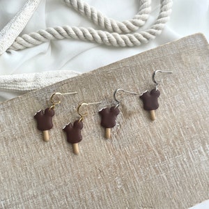 Mouse Shaped Ice Cream Dangles Polymer Clay Earrings Dangle Earrings Ice Cream Earrings Magical Snacks Food Earring Chocolate Popsicle
