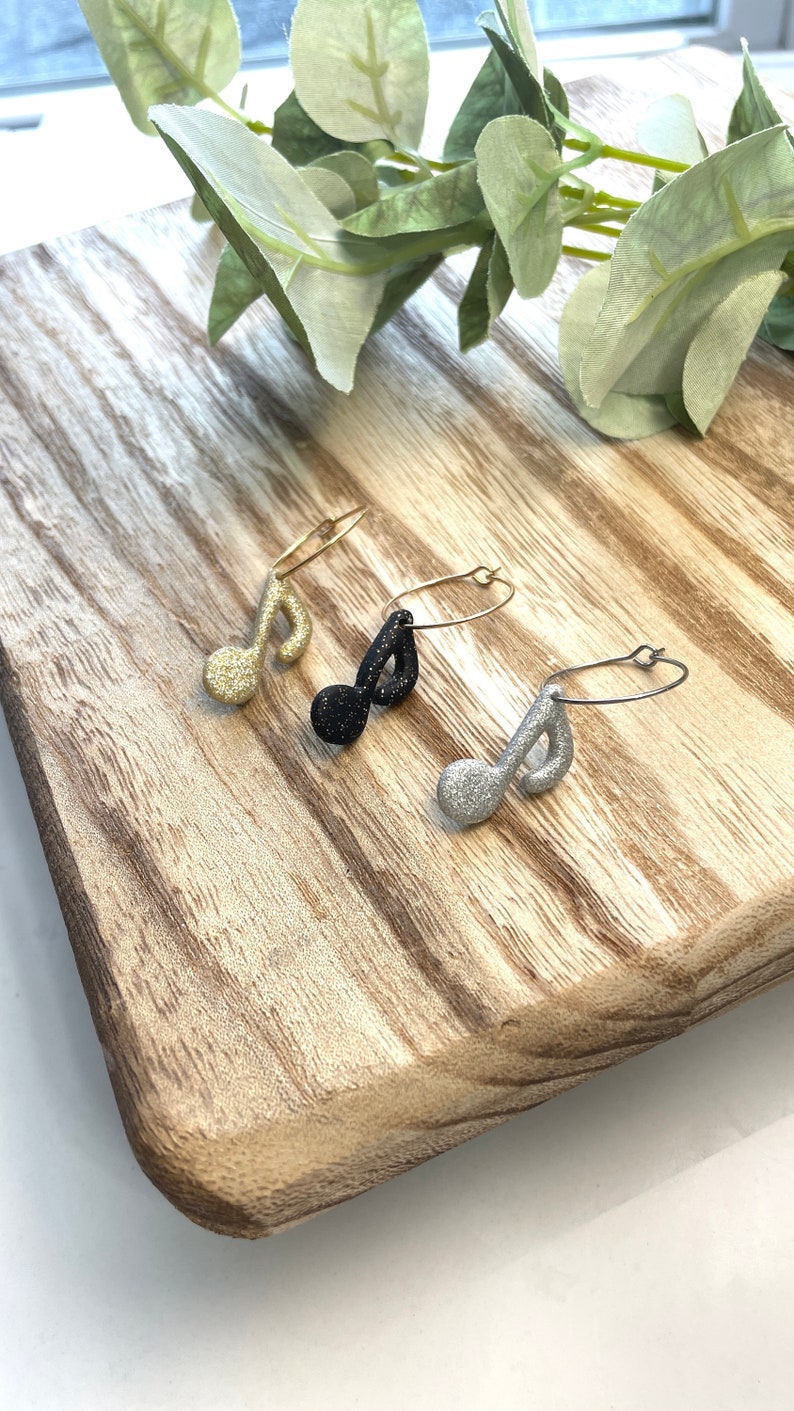 Musical Note Hoop Music Note Hoop Polymer Clay Earrings Back to School Earrings Music ...