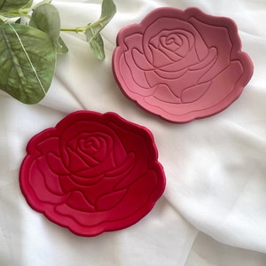Rose Jewelry Dish Polymer Clay Dish Flower Jewelry Tray Rose Trinket Dish Polymer Clay Tray Clay Jewelry Tray Handmade Dish Floral Gift
