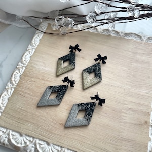 Glitter Diamond Dangles Polymer Clay Earrings NYE Earrings Glittery Earrings Clay Dangles Handmade Earrings Midnights Gold Silver Earrings