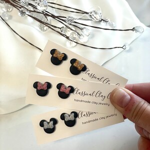 Mouse Glitter Studs Polymer Clay Earrings NYE Earrings Glittery Earrings Clay Studs Handmade Earrings Small Earrings Glittery