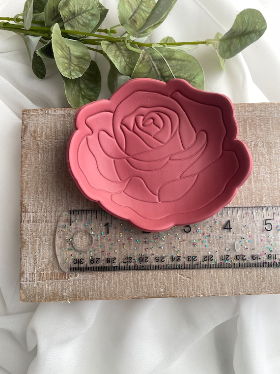 Rose Jewelry Dish Polymer Clay Dish Flower Jewelry Tray Rose