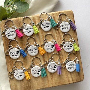 Dog/Cat Mom Keychain Polymer Clay Keychain Polymer Clay Accessories Animal Lover Accessories Dog Mom Cat Mom Gift