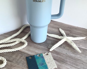 Adorno para vaso de arcilla polimérica con diseño de concha marina y sirena - Stanley Cups de 30 oz/40 oz