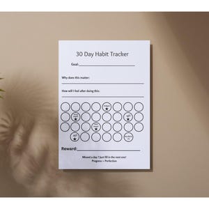 ADHD Habit Tracker Printable 30 Day Habit Reset Executive Function Planner Simple Consistency Building PDF Productivity Tracker